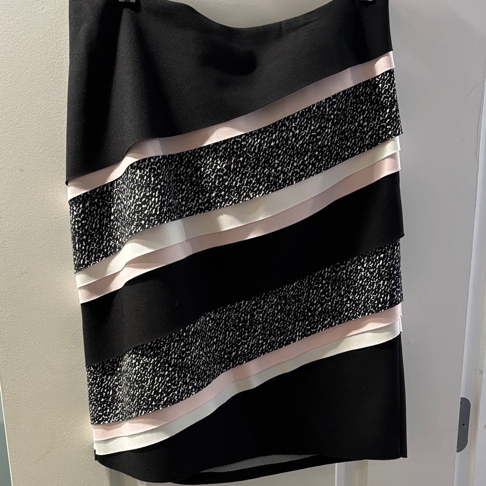 White House Black Market Asymmetrical Skirt in Black and Pink